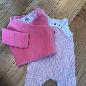 Petit Bateau Footie and Cardigan, 6M